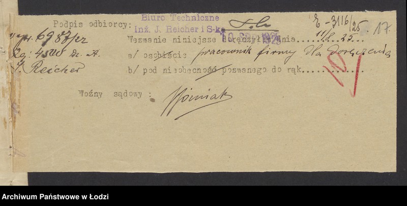 Obraz 19 z jednostki "Inż. Jakób Reicher i S-ka- Biuro Elektrotechniczne"