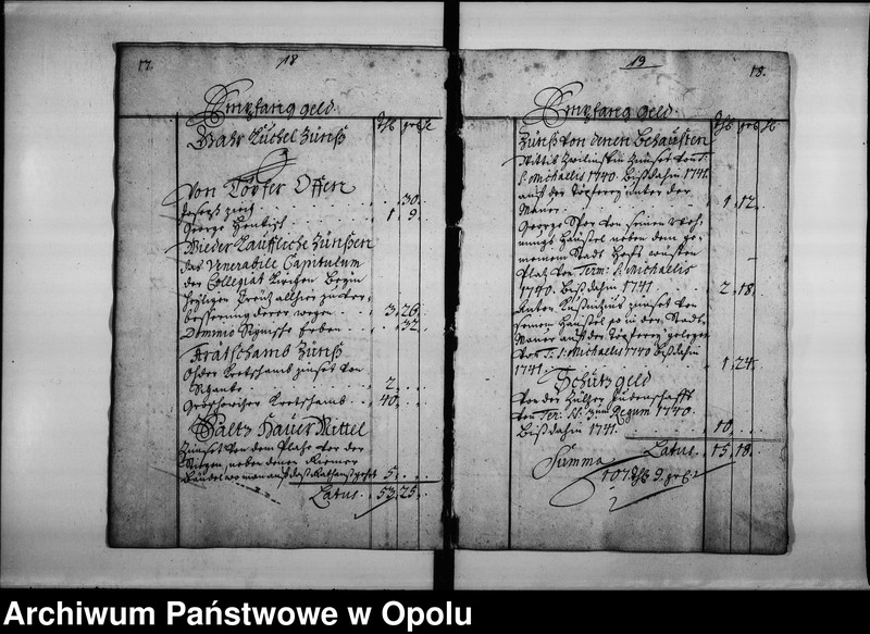 Obraz 13 z jednostki "Domnestical Cassa Rechnung. Bey der Königl[ichen] Stad Oppeln. Vom 1 January. Bis ultima Decembris Anno 1741."