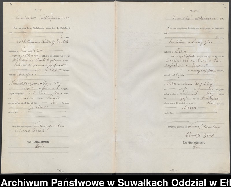 image.from.unit.number "Geburts-Haupt-Register des Königlichen Preussischen Standes-Amtes Kumilsko Kreis Johannisburg"