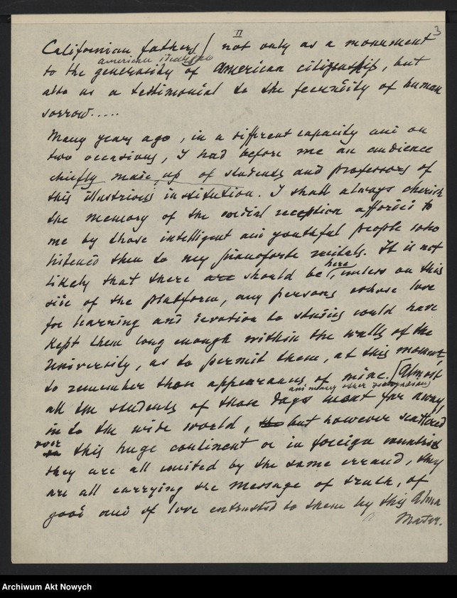 image.from.unit.number "Przemówienie do profesorów i studentów Stanford University w Kalifornii; listy E. C. Robinson
