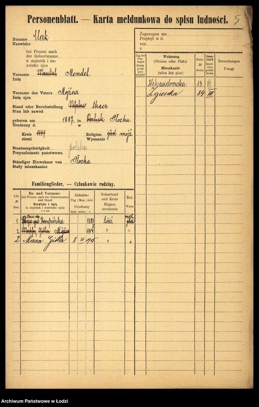 Obraz 7 z jednostki "[Spis ludności Łodzi] Mak - Makowski"