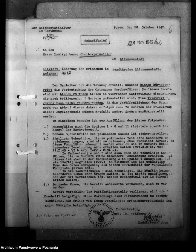 Obraz 10 z jednostki "Ortsnamenänderung - Litzmannstadt - Stadt (miasto Łódź)"