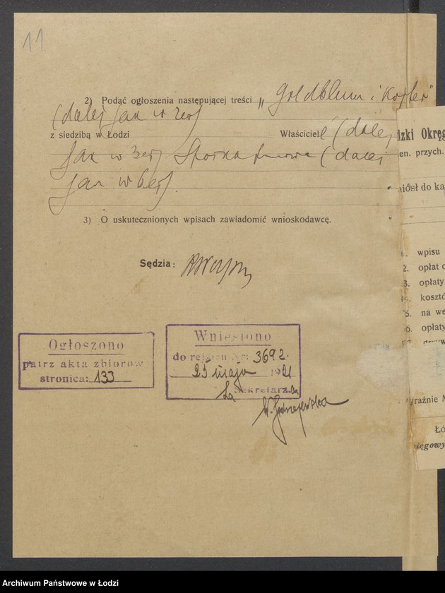 Obraz 13 z jednostki "Mordka Goldblum, Szmul Kojfer- sprzedaż manufaktury"