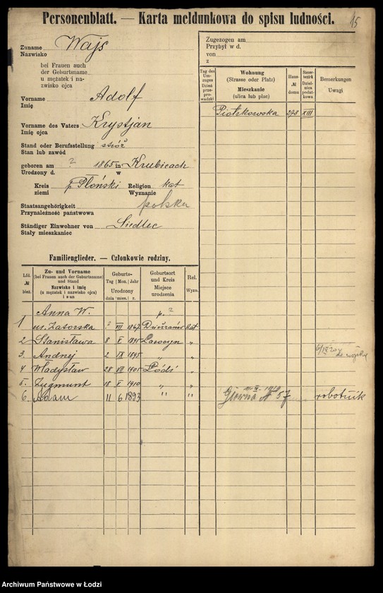 Obraz 17 z jednostki "[Spis ludności Łodzi] Wajs - Wajsbard"