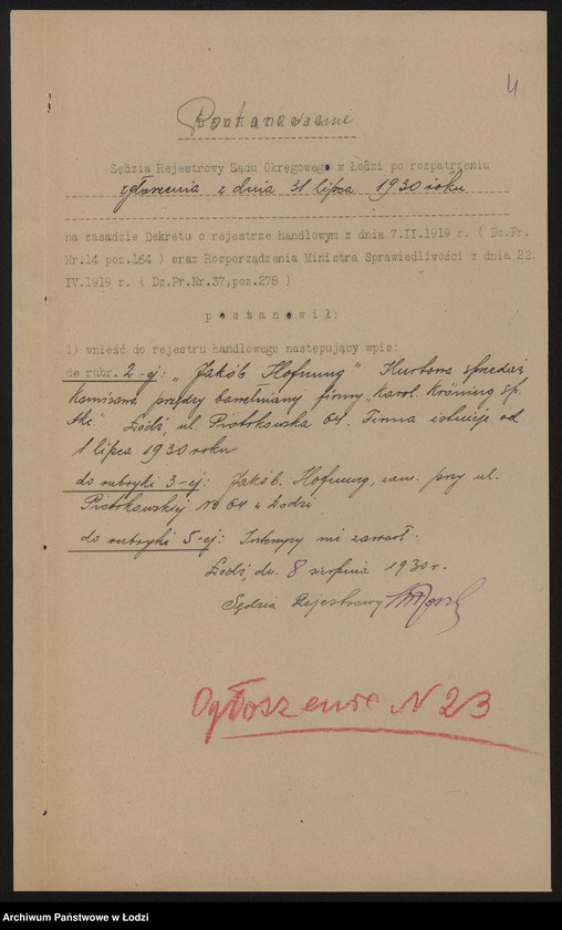 Obraz 6 z jednostki "Jakób Hoffnung- hurtowa sprzedaż komisowa przędzy bawełnianej"