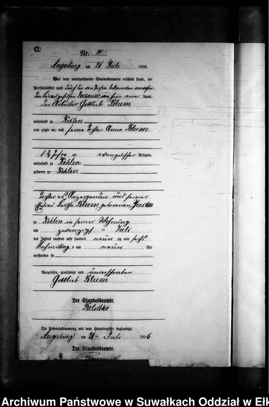 image.from.unit.number "Sterbe-Neben-Register des Preussischen Standes-Amtes Kehlen Kreis Angerburg"