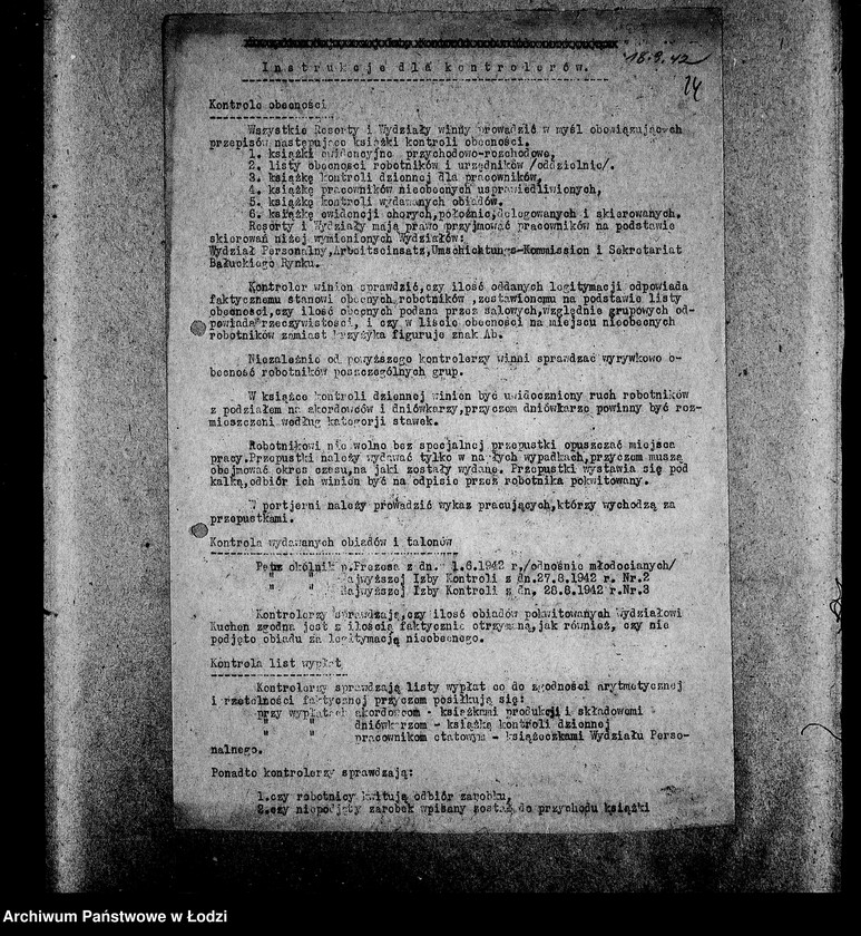 Obraz 17 z jednostki "[Instrukcje kontrolne, regulaminy Najwyższej Izby Kontroli, protokoły posiedzeń, spisy pracowników, listy obecności]"