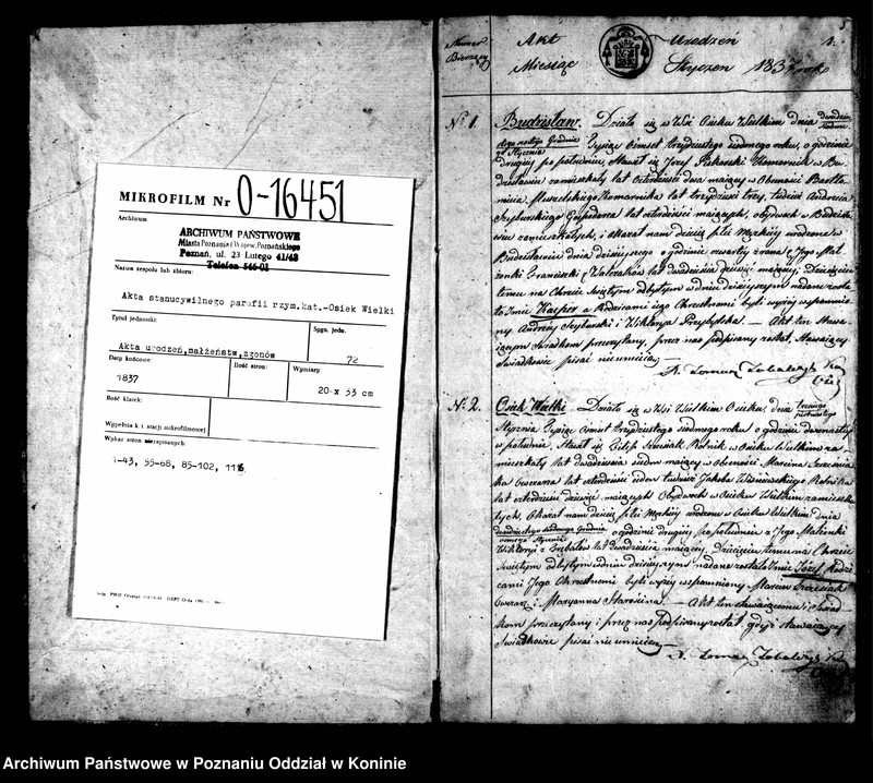 Obraz 3 z jednostki "Duplikat urodzeń, małżeństw i zejść"