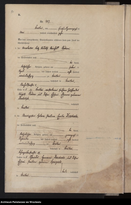 image.from.unit.number "Heiraths-Haupt-Register Breslau II 1910 Band 3"