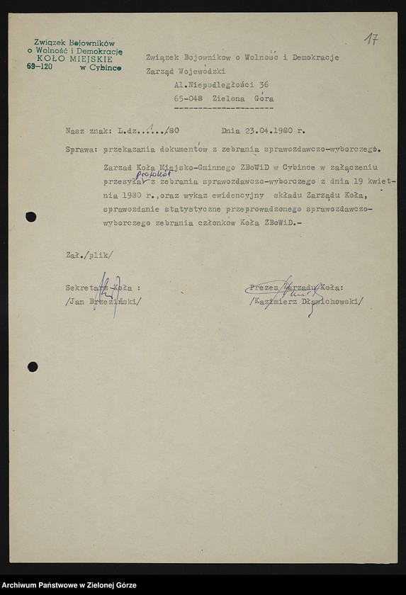 image.from.unit.number "Kampania wyborcza. Sprawozdania z przeprowadzonych zebrań sprawozdawczo-wyborczych kół miejskich (B - N)"