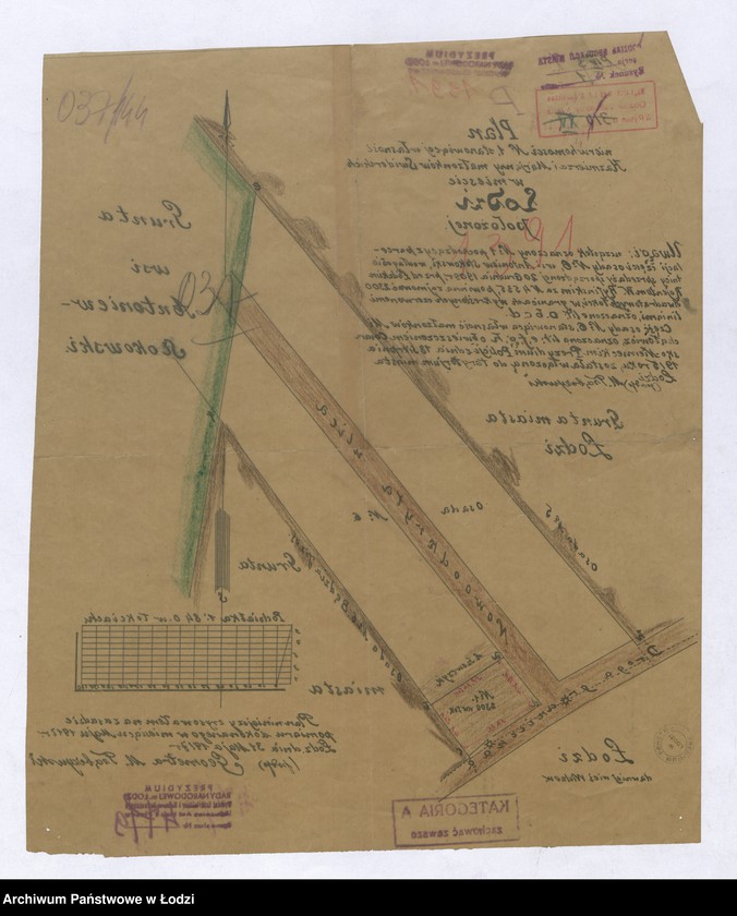 Obraz 2 z jednostki "Plan nieruchomości numer 1, stanowiącej własność Kazimierza i Marjanny małżonków Swiderskich w mieście Łodzi położonej"