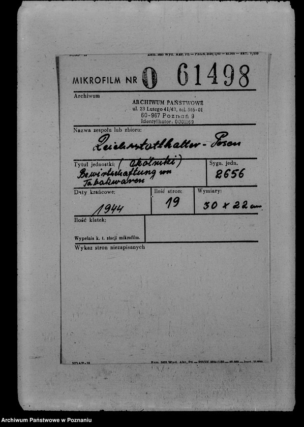 Obraz 2 z jednostki "Okólniki Bewirtschaftung von Tabakwaren"