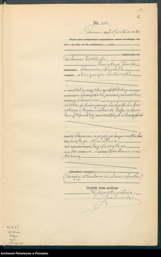 Obraz 19 z jednostki "Księga miejscowa zgonów tom II [Rejestr główny zgonów]"