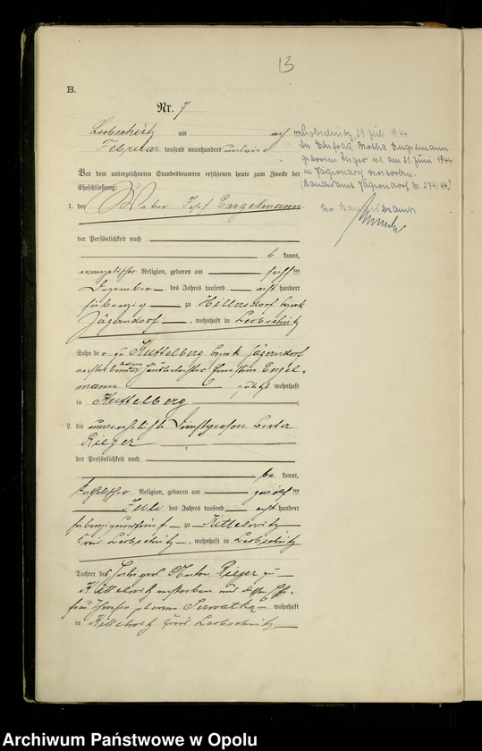 image.from.unit.number "Heiraths-Haupt-Register Standesamts Leobschütz pro 1904"