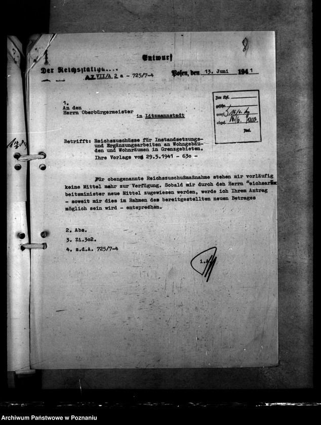 Obraz 12 z jednostki "Reichszuschüsse für Instandsetzungs - und Wohnräumen in den Grenzgebieten"