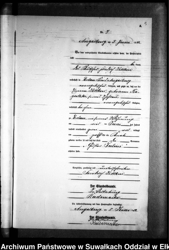 image.from.unit.number "Geburts-Neben-Register des Preussischen Standes-Amtes Kehlen Kreis Angerburg"