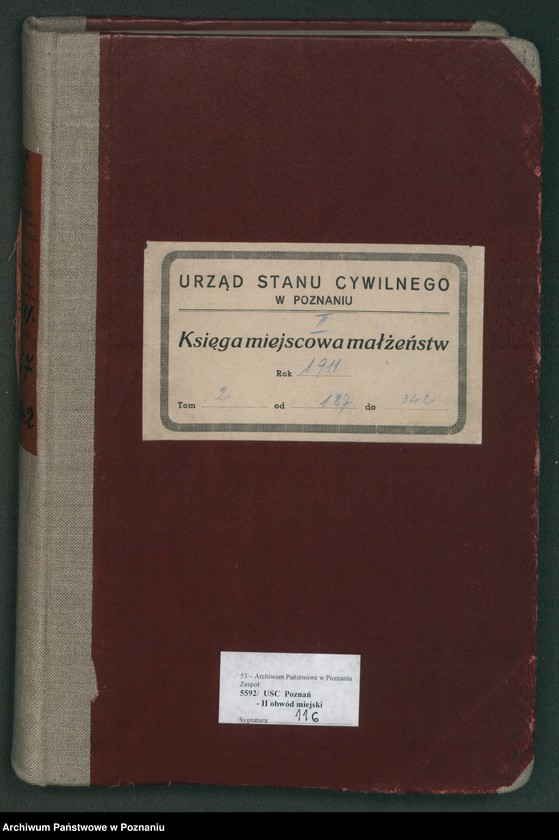 Obraz 2 z jednostki "Księga miejscowa małżeństw tom II [Rejestr główny małżeństw]"