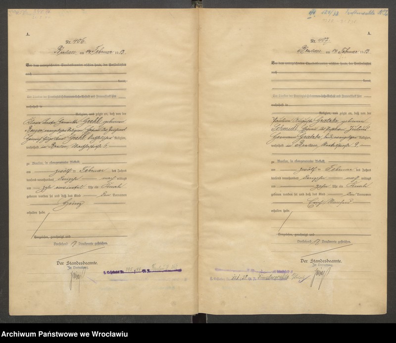 image.from.unit.number "Geburts-Haupt-Register Breslau IV 1913 Band 2"