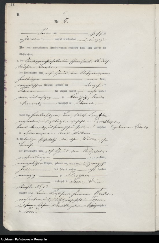 Obraz 11 z jednostki "Księga miejscowa małżeństw tom I [Rejestr główny małżeństw]"