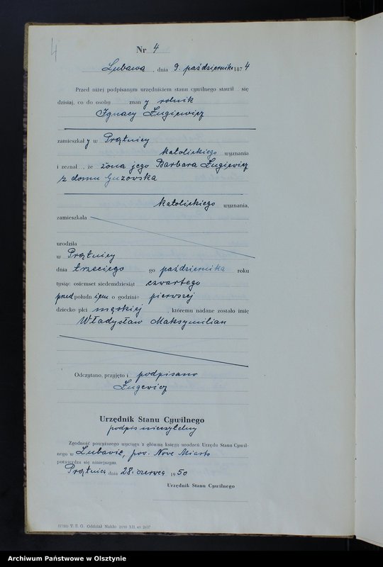 image.from.unit.number "Księga urodzeń Nr 1 - 18,1 - 46,1 - 47,1 - 49,1 - 52 i 1 - 51/przepisana w języku polskim z oryginału niemieckiego w dniach 18.06.1950 - 7.08.1950/"