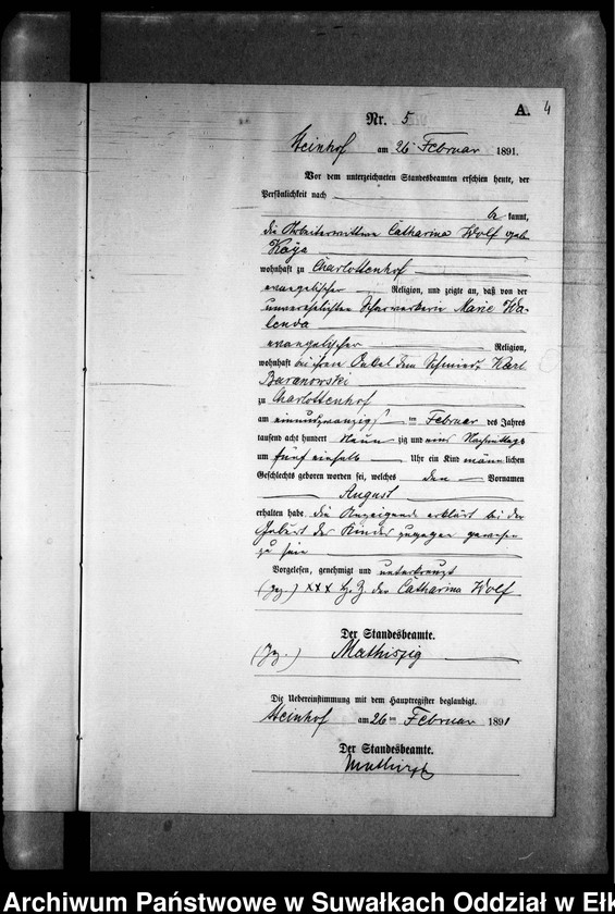 image.from.unit.number "Geburts-Neben-Register des Preussischen Standes-Amtes Gr. Strengeln Kreis Angerburg"