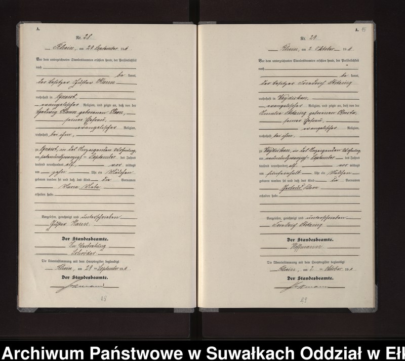 image.from.unit.number "Geburts-Neben-Register des Königlichen Preussischen Standes-Amtes Gneist Kreis Lötzen"