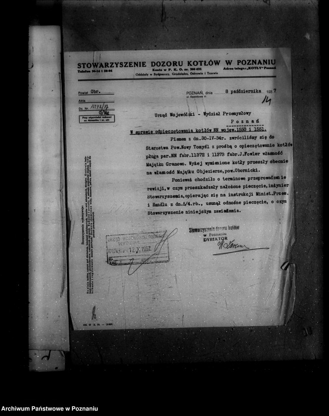 Obraz 18 z jednostki "Rolnicza Spółka Olejarska w Szamotułach nr woj. kotła 5187"