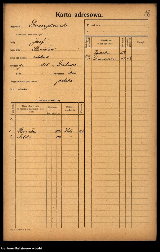 Obraz 20 z jednostki "[Spis ludności Łodzi] Gmerczyńska - Gogul"