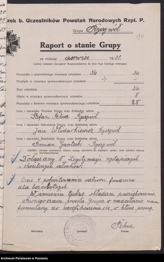 Obraz 20 z jednostki "Ryczywół, powiat Oborniki - akta koła."