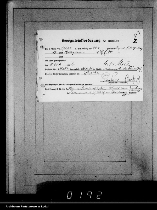 Obraz 11 z jednostki "Lebensmitteleinkauf. Aufträge, [Lieferscheinen und Rechnungen] 16971-17525 [Dostawa produktów żywnościowych do Getta]"