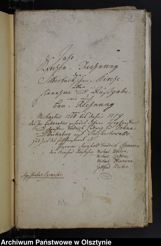image.from.unit.number "Jahr Kirchen Rechnung der Silberbachschen Kirchen aller Einnahme und Ausgabe wie auch Bau-Rechnung"
