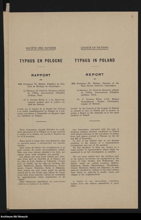 image.from.unit.number "Sprawa pomocy zagranicznej w zwalczaniu tyfusu w Polsce. Memoriały. Raport i uchwały Ligi Narodów, notatki"