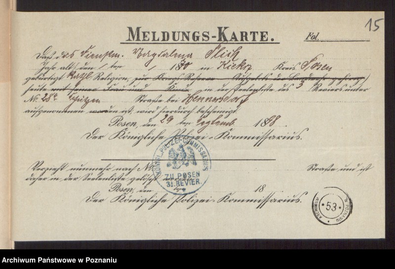 Obraz 17 z jednostki "Die von den Verlobten beigebrachten Urkunden zur Eheschliessung pro 1898"