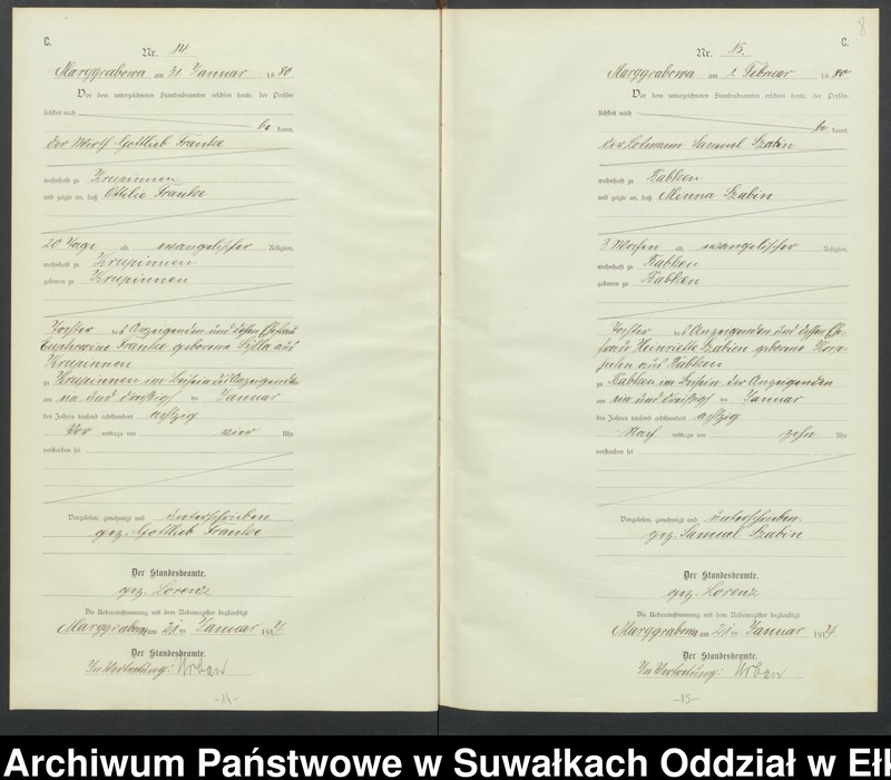 image.from.unit.number "C1.Sterbe-Register (Haupt-Register)Standesamt Marggrabowa Landbezirk vol. I No.1 bis 205"