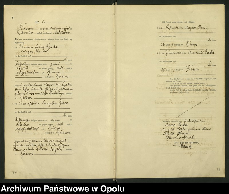 image.from.unit.number "Urząd Stanu Cywilnego Bierawa Księga małżeństw rok 1907-09"