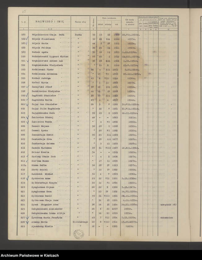 image.from.unit.number "Spis wyborców Rady Miejskiej uprawnionych do głosowania przy wyborze radnych miejskich i ich zastępców, Okręg wyborczy Nr I. Obwód Nr 1"