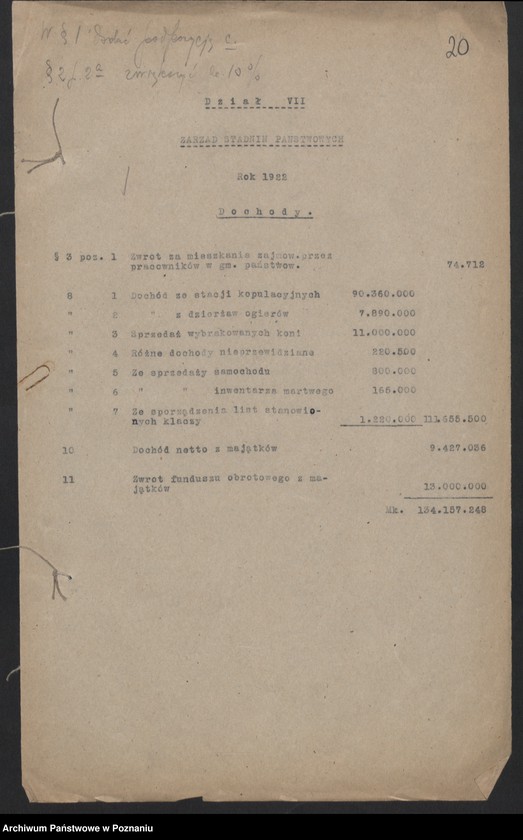 Obraz 17 z jednostki "[Stadniny Koni] - sprawy finansowe, wykazy dochodów i wydatków"
