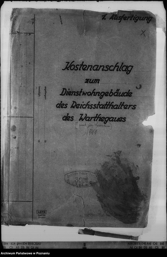 Obraz 4 z jednostki "Kostenanschlag zum Dienstwohngebäude des Reichsstatthalters des Warthegaues - nad jeziorem Góreckim"