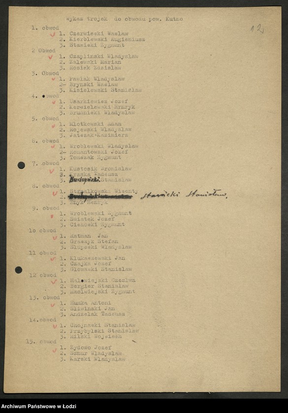 Obraz 13 z jednostki "Wybory do Sejmu okręg VIII Kutno - sprawozdania [z akcji wyborczej, wykazy uprawnionych do głosowania, składy Obwodowych Komisji Wyborczych]"