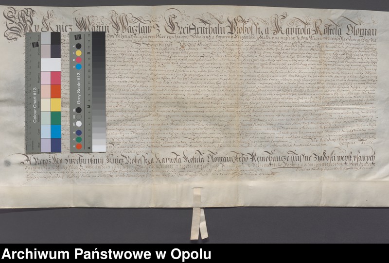 Obraz 2 z jednostki "I Marcin Wacław książę i biskup Ołomuńca poświadcza przywileje nadane miastu Głubczyce przez Jerzego Fryderyka margrafa brandenburskiego II Jerzy Fryderyk"