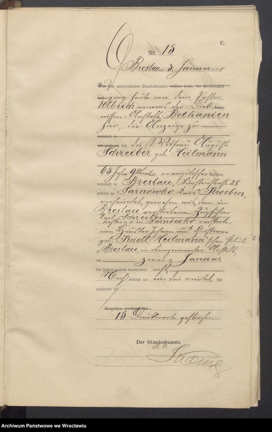 image.from.unit.number "Sterbe-Haupt-Register Breslau II 1908 Band 1"