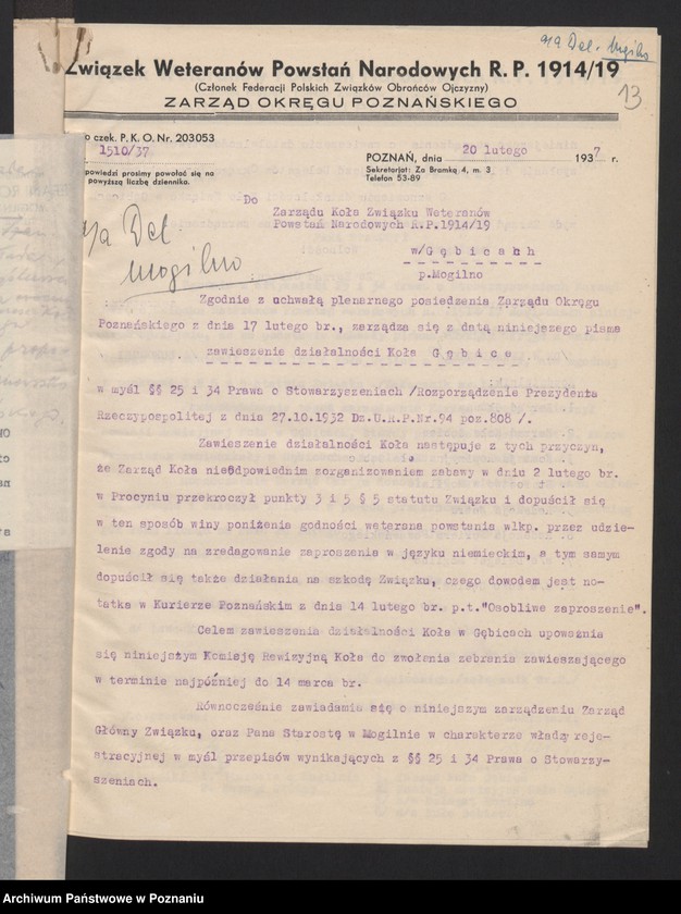 Obraz 20 z jednostki "Mogilno - akta delegata powiatowego."