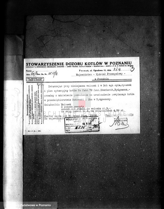 Obraz 6 z jednostki "Zakład Wulkanizacyjny Butowskiego i Ska w Bydgoszczy - nr woj. kotła 5957"