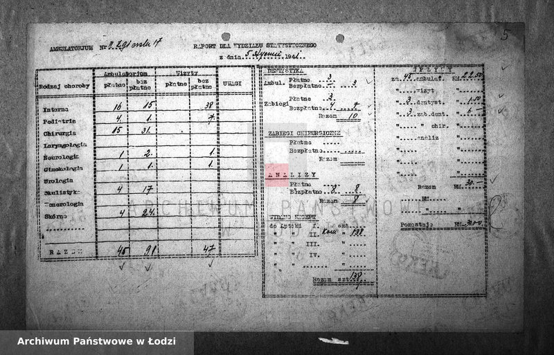 Obraz 8 z jednostki "[Ambulatorium nr 2. Dzienne sprawozdania statystyczne]"