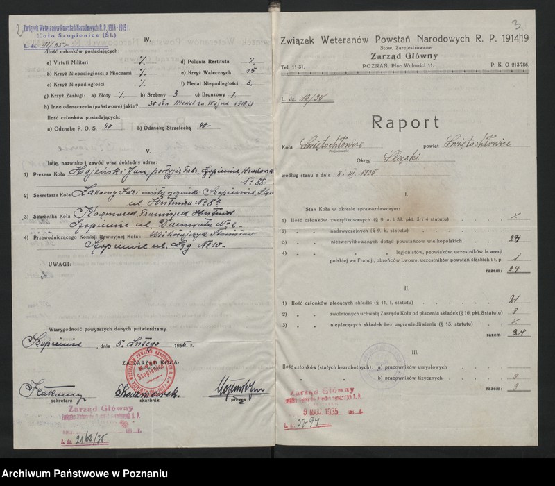 image.from.unit.number "Raporty ze stanu kół okręgu pomorskiego i śląskiego Związku Weteranów Powstań Narodowych Rzeczypospolitej Polski."