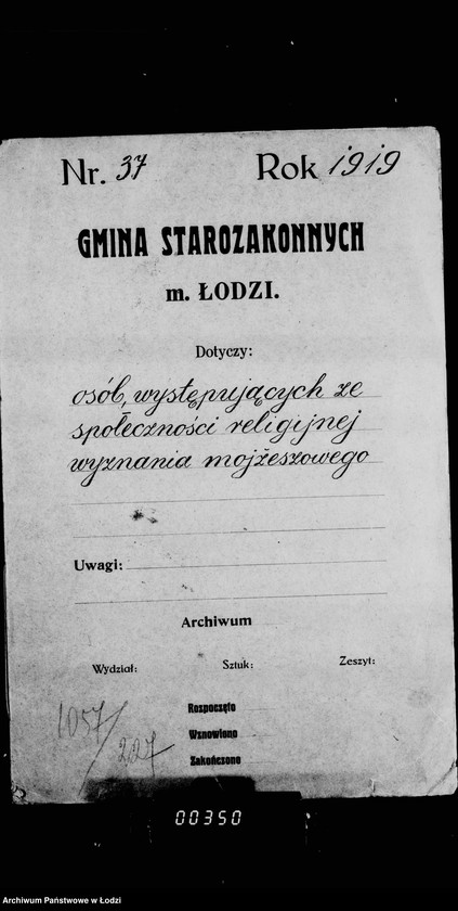 Obraz 4 z jednostki "Akta dotyczące osób występujących ze społeczności religijnej wyznania mojżeszowego"