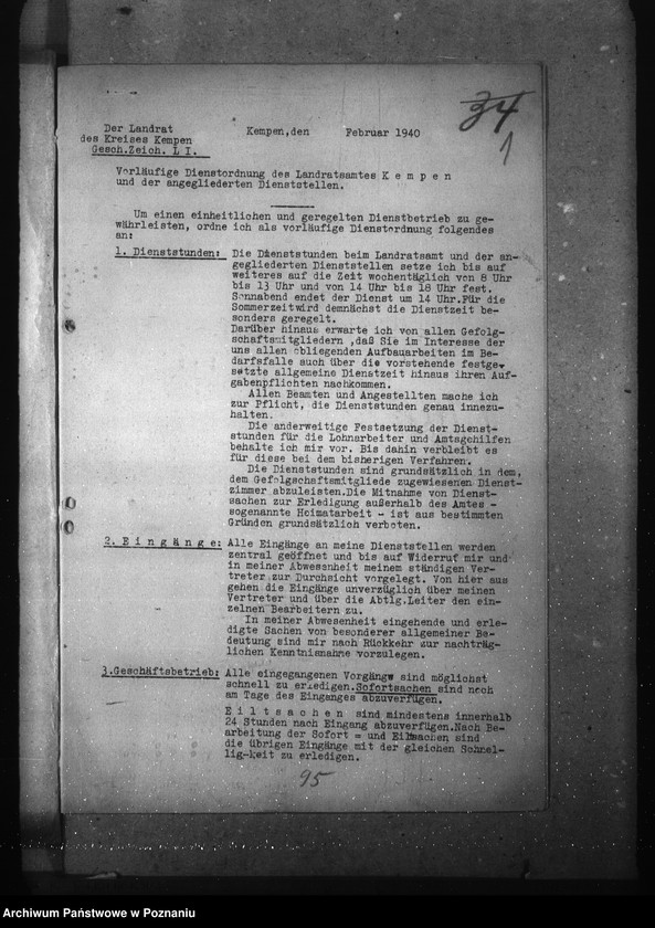 Obraz 5 z jednostki "Geschäftsverteilungsplan- Landratsamt Kempen (Kępno)"