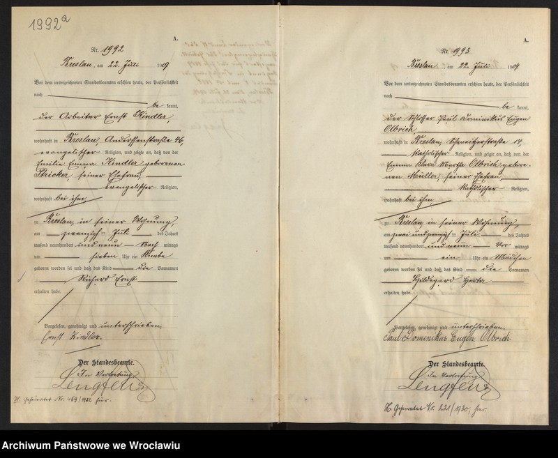 image.from.unit.number "Geburts-Haupt-Register Breslau I 1909 Band 6"