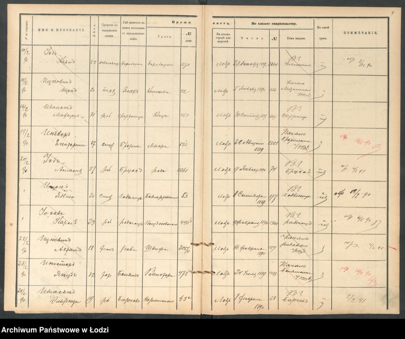 Obraz 6 z jednostki "[Księga ludności niestałej m. Łodzi lit. I i J]"