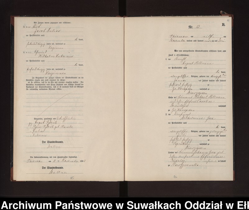 image.from.unit.number "Heiraths-Neben-Register des Preussischen Standes-Amtes Rydzewen Kreis Loetzen"
